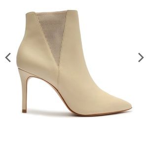 Schutz Sanara Eggshell Leather Mid Calf Boots Size 10